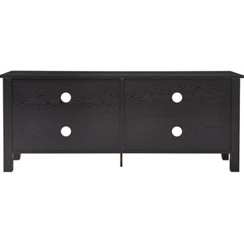ClickDecor Farmhouse, White Wash Mid-Century Wood Universal Entertainment Center Console 70" Flat Screen Living Room with Storage Shelves, 58" TV Stand, Black Cover