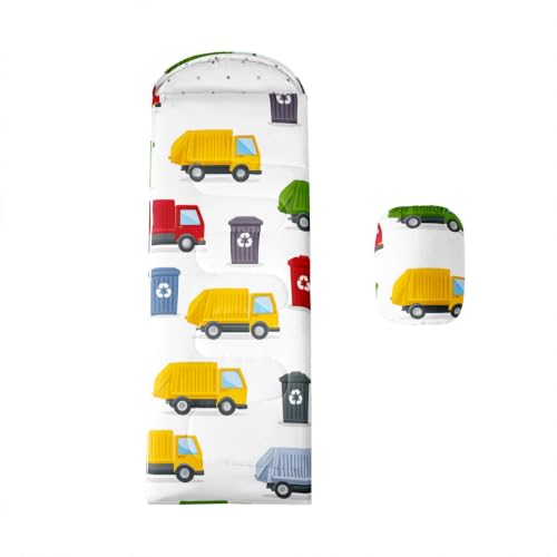 Bolsa de dormir para niños Feelyou Excavator con vehículo para camping resistente, impermeable y portátil para clima cálido y frío con saco de compresión miniatura 1