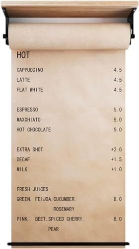 Distributeur de papier mural en bois : tableau de menu et organisateur de cuisine chic
