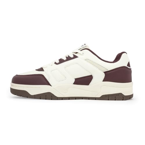 Image of Red Tape Men's Sneakers Maroon White Mesh Pu Round Toe Lace-Up Comfort Grip
