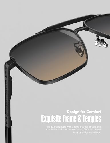 Image of LUENX Polarized Square Aviator Sunglasses for Men,Trendy Retro Oversized Rectangular Frame UV400 Protection