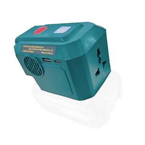 Portable Power Inverter 200W,Compatible with Makita 18V Battery,for DC 18V to 110V AC Output,Dual USB/Type C,200LM Light,for Camping Travel RVs Home Use(Inverter Only)