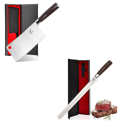 imarku Brisket Knife 12 Inch and Cleaver Knife 7 Inch Meat Cleaver