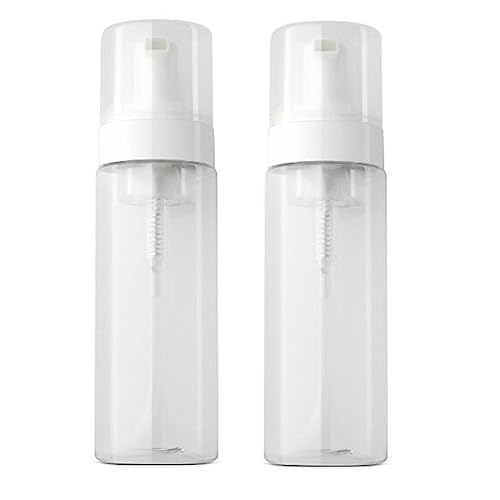 Lot de 2 flacons à Pompe vides en Plastique Transparent de 150 ML - Distributeur de Mousse Rechargeable - pour Produits de Toilette de Voyage - pour Le Lavage...