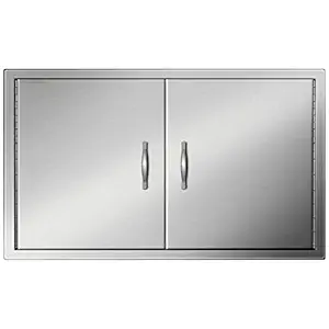 Mophorn 36 Inch Double Stainless Door Flush Mount BBQ Island Double Walled Door Commercial 304 Brushed Stainless Steel for Outdoor Kitchen