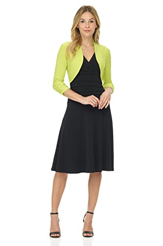 Image of Rekucci Women's Chic Soft Knit Stretch Bolero Shrug with Ruched Sleeves