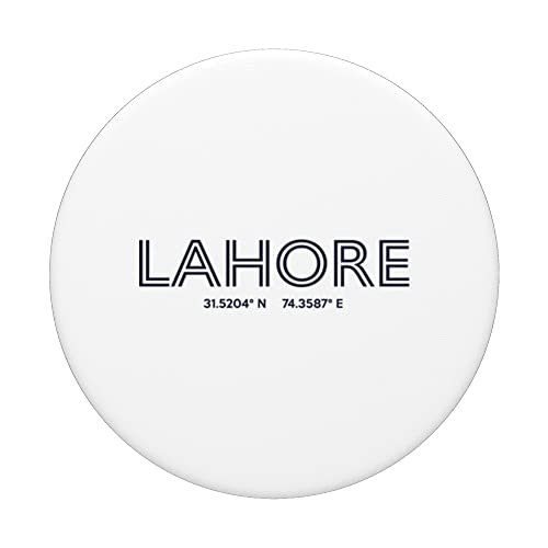 Pakistan City Coordinates - Lahore PopSockets Swappable PopGrip, Black - Image 3