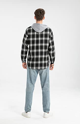 Image of Lavnis Men's Plaid Hooded Shirts Lightweight Shirt Jackets