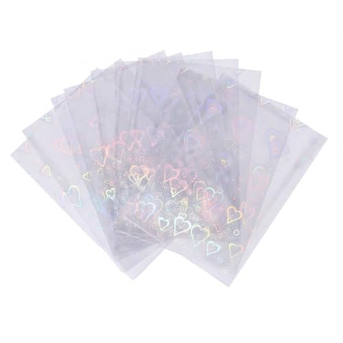 shuielai Photocard Sleeves 3.58x2.56 in Love Heart Shape Laser Flashing Holographic Foil Protective Covers for Card Enthusiasts100 PCS