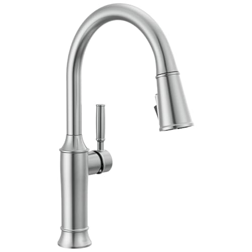 Delta Renaldi Kitchen Faucet with Pull Down Sprayer, Brushed Nickel Kitchen Sink Faucet, Delta ProClean Kitchen Faucet, Pull Down Kitchen Faucet, Lumicoat Arctic Stainless 9184-AR-PR-DST