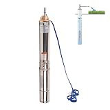 VAIDPRO 1HP Deep Well Pump, 220V/60Hz, 33GPM, 207ft Head Submersible Well Pumps with 9.8ft Electric Cord, 4' Stainless Steel Deep Well Water Pumps for Industrial, Irrigation & Home Use