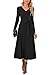 Arach&Cloz Strickkleid Damen Herbst Winterkleid Lang Plissee V-Ausschnitt Langarm Pulloverkleid Elegant Midi Kleider Winter