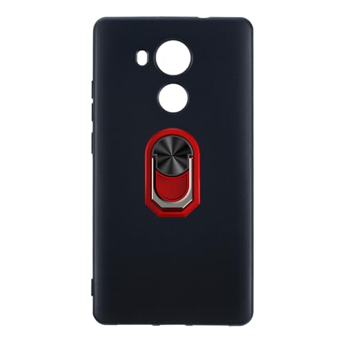 UOGNADGD Flexible Case + Ring Holder Compatible with Huawei Mate 8 Phone Shockproof Cover & Magnetic Mecha Style Finger Grip Kickstand (Black+RedRing)