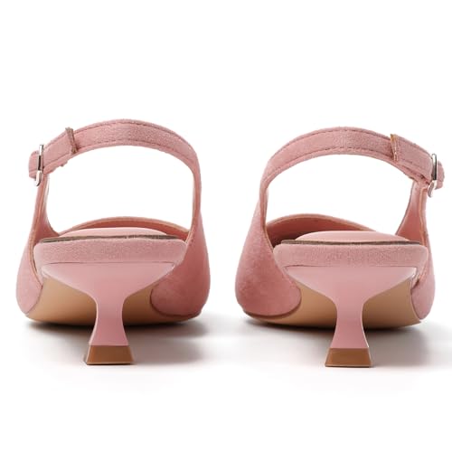 Mostrin Light Pink Slingback Kitten Heels for Women Suede Pointed Closed Toe Heels Low Pumps Shoes for Party Work Office Business Casual Size 7 by Mostrin - Used condition - Image 6