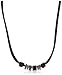 Fossil Homme Collier en cuir noir avec perles en acier inoxydable JF84068040