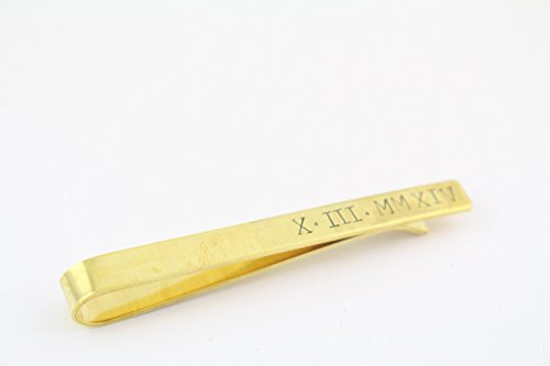 Personalized Brass Tie Bar - Tie Clip - Custom Hand Stamped Gift for Men