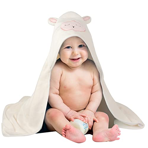 Image of SUNLAND Microfiber Hooded Baby Towel Ultra Soft and Super Absorbent Bath Towel for Newborn, Infant, Toddler Girls and Boys 35in × 35in