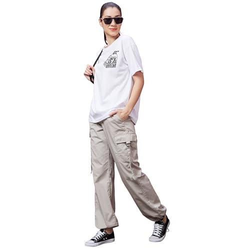 Image of Globus Women Steel Grey Solid Mid-Rise Regular Fit Casual Cargo-3640480001