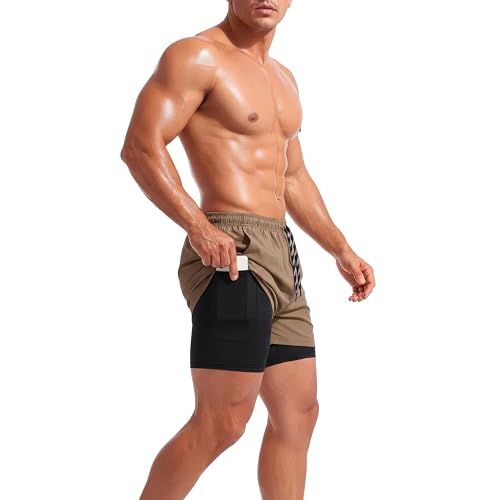 Image of boffi ... N S Poly 2 in 1 Active Dual Shorts with Inner Tights Layer | Men's Double Layer Short for Running, Gym & Sports