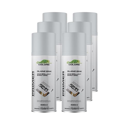COLORS Zink-Alu Sprühlack silber 6er Set - 400ml Spraydose Glanzzink