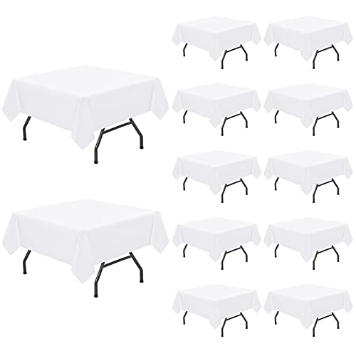 Pesonlook 12 Packs Square Tablecloth White, 52×52 Inch Washable Square Polyester Table Cover for Buffet/Wedding/Party/Restaurant(White/52×52 Inch)