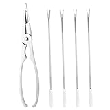 ROMISBABA Utensilios para de Acero Inoxidable Tenazas para Cangrejo y Tenedores Langosta con Agarre Antideslizante Resistentes y Portátiles para Mariscos y Buey Mar