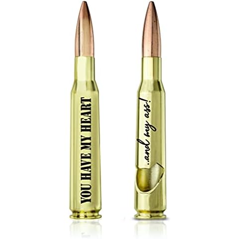 Funny Anniversary/Birthday Gifts for Boyfriend I Husband Birthday Gift - "You have my Heart and my As!" - 50 Cal Bottle Opener I Cute Couples Anniversary for Boyfriend from Girlfriend Cover