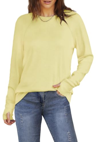 Image of XIEERDUO Womens Tunic Tops to Wear with Leggings Long Sleeve Thumb Hole Shirts Crew Neck Curved Hem