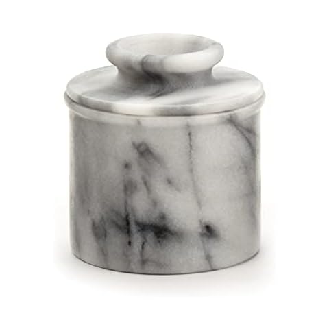 RSVP International 8043 (WMBP) French Butter Pot, Stoneware, White Marble Cover