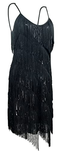 Image of Women 1920s Gatsby Flapper Dress Sexy Open Back Strap Fringed Cocktail Party Dress with 20s Accessories