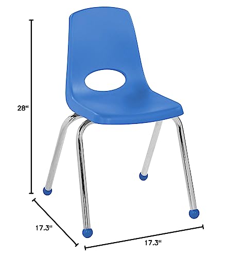 Image of Factory Direct Partners 16 inch School Chairs, Stackable Kids Classroom Chair, Set of 6 Stacking Student Chair with Ball Glides For 4th-6th Grade, Elementary, Middle & After-School, Assorted Colors