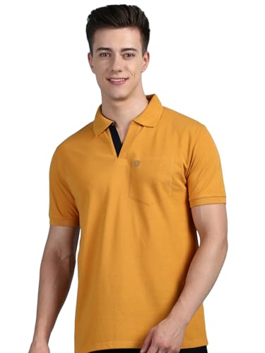 Image of Lux Cozi Men's Half Sleeve Soild Casual Regular Fit T-Shirt with Chest Pocket | Polo Tshirt for Men