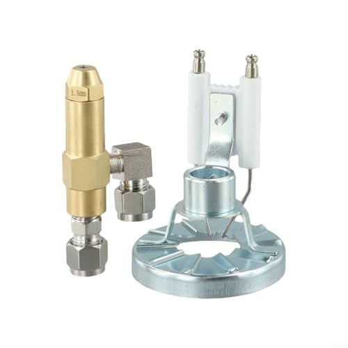 Waste Oil Burner Nozzle Siphon Air Atomizing Spray Nozzle Set with Electrode 0.5-2.0MM, Flame Rings, for IGNITION Needle for Heavy Oil, Diesel, Animal and Vegetable Oils Combustion Spray(1.5mm)
