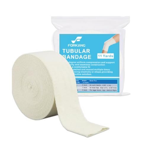 Tubular Bandages Cotton Elastic Support Bandage Size D Washable Compression Bandage Compression Wrap Roll Tubigrip for Arms, Legs 3''X11 Yards