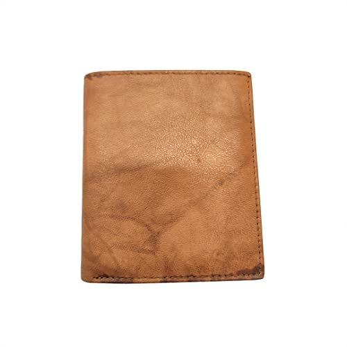 Herren-Geldbörse aus Leder, dünn, zweifach gefaltet, Braun Cover