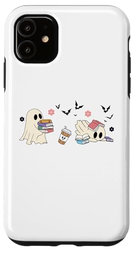 Ghost Books Coffee Halloween Cute Ghost Reading Book Lover X}zP[X iPhone 11 p