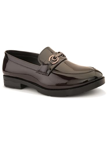 Image of STANPHORD Mens Loafers Textured Formal Slipon Loafers with Metal Accent for Party & Formal Occasion