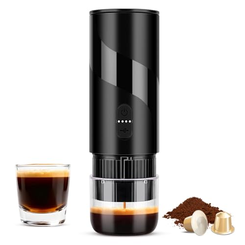 AirOpen Cafetera Portátil, Depósito de 100 ml, Impermeable IPX5, 20 bar, Compatible con Cápsulas Nespresso Original y Café Molido, para Coche, Campamento y Oficina