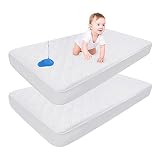 Waterproof Mattress Protector Crib，2 Pack Hypoallergenic & Skin Friendly Mattress Pads, Soft, Breat