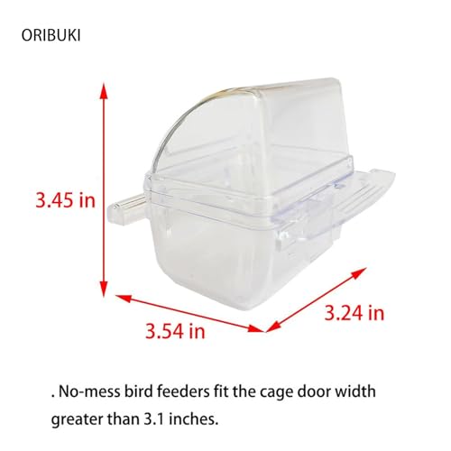 Bird Feeders for Cage & Food Holder No Mess Parakeet Food Bowl with Cover Clear Hanging Parrot Water Dispenser Perch Cup Waterer Bird Dishes Seed Cage Cups Slot Replacement Feeder Bowls - Image 3