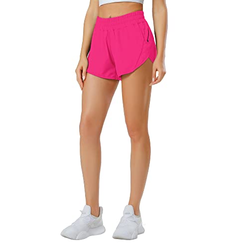 Image of Aurefin Athletic Shorts for Women,Women's Quick Dry Workout Sports Active Running Track Shorts with Elastic and Zip Pockets