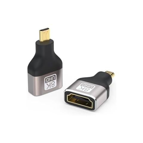 SOMDARHK HDMI Adapter 8k (2 Pack), Micro HDMI to HDMI Adapter 2.1 Micro HDMI Male Connector Bidirectional, Supports 8K@60Hz for Monitor, Camera, Laptop Cover