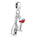 Sexymandala Sparkling Wine Bottle&Glass Cup Charms Red Wine Lover Bead fit Pandora Charm Bracelets