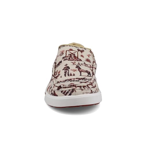 Image of Twisted X Women's Slip-On Kicks, Moc Toe, Maroon & Ivory, 11 M