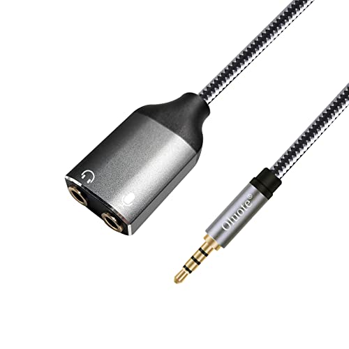 Oluote Adaptateur Répartiteur de Casques TRRS 3,5mm en Nylon Tressé 4 Pôles Mâle vers 2 Femelles TRS Câble Répartiteur de Microphone pour écouteurs (1.5M)