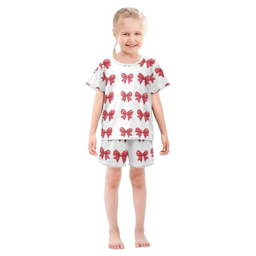UMIRIKO Red Bows Summer Short Sleeve Pajamas Sleepwear PJ Set B0405143