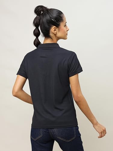 Image of TECHNOSPORT Womens Polyester Slim Fit Solid Half Sleeve Polo Matpiq T-Shirt with Techno Dry, Anti Static for Regular Use
