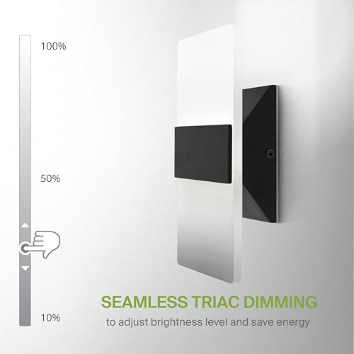 ASD 8 Inch Indoor LED Wall Sconce - 10W 2700K-5000K Dimmable Black Wall Sconce Lights for Living Room, Bedroom, Bathroom, Hallway - Modern Wall Sconces Hardwired, ETL Interior Light, Set of 2 by ASD - Used condition - Image 7