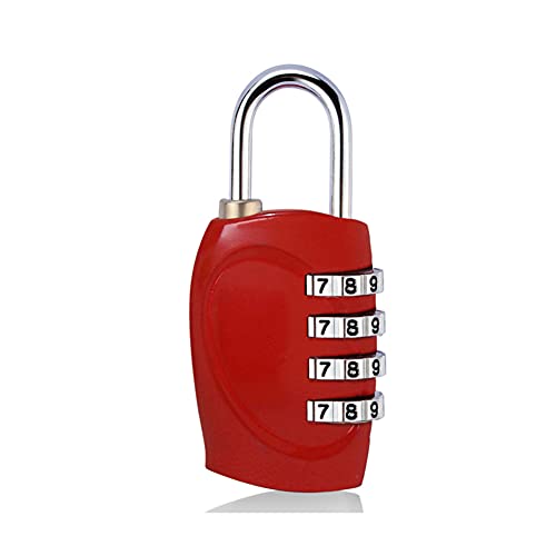 Cadenas À Combinaison De Sécurité pour Armoire Rangement, Serrure À Combinaison Réinitialisable en Alliage De Zinc À 4 Chiffres pour Casier De Gymnase D'école, Cadenas À Bagages,Rouge Cover