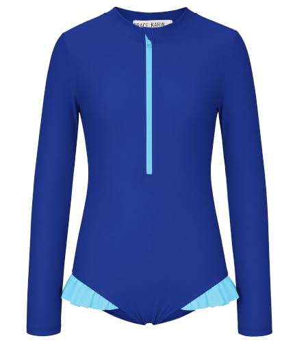 Image of GRACE KARIN Girls One Piece Swimsuits Long Sleeve Bathing Suits Swimwear 5-14Y